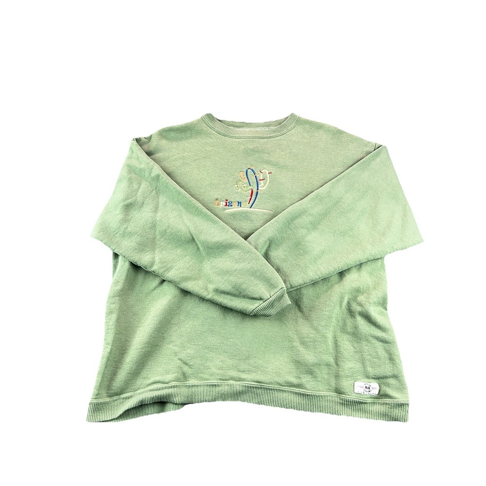 American Original Sweatshirt Men Large Green Arizona Cactus Embroidered Pullover